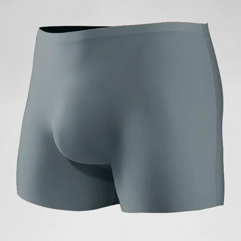 

Трусы-брифы мужские Бесшовные, длинные шорты из ледяного шелка, нижнее белье, облегающие спортивные трусы с высокой эластичностью, однотонные со средней посадкой