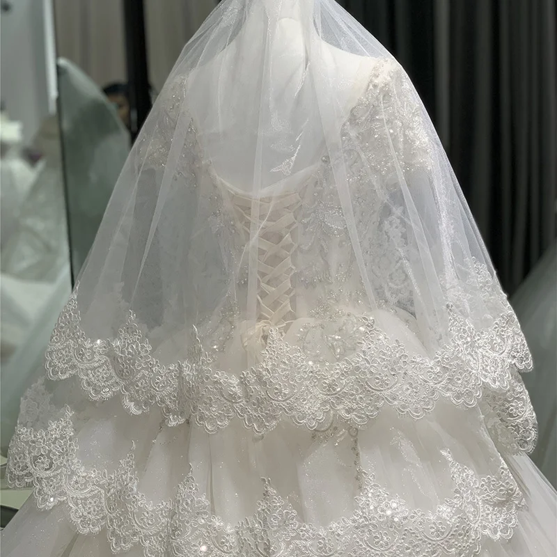 SYAYA Velare da sposa a 2 livelli con pettine, semplice tulle da donna