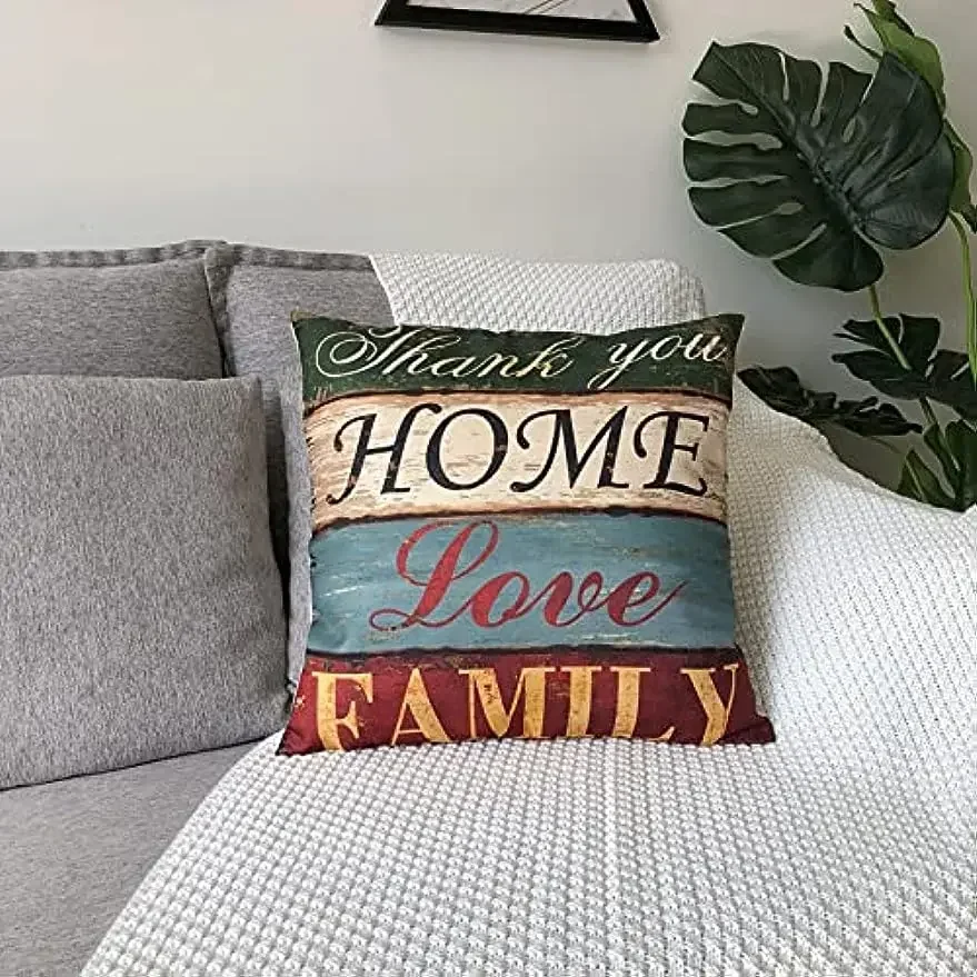 Linen Square Cushion Cover Modern Home Sofa Decoration Pillow Cover Vintage Pillowcase 50*50 Decor autumn decoration