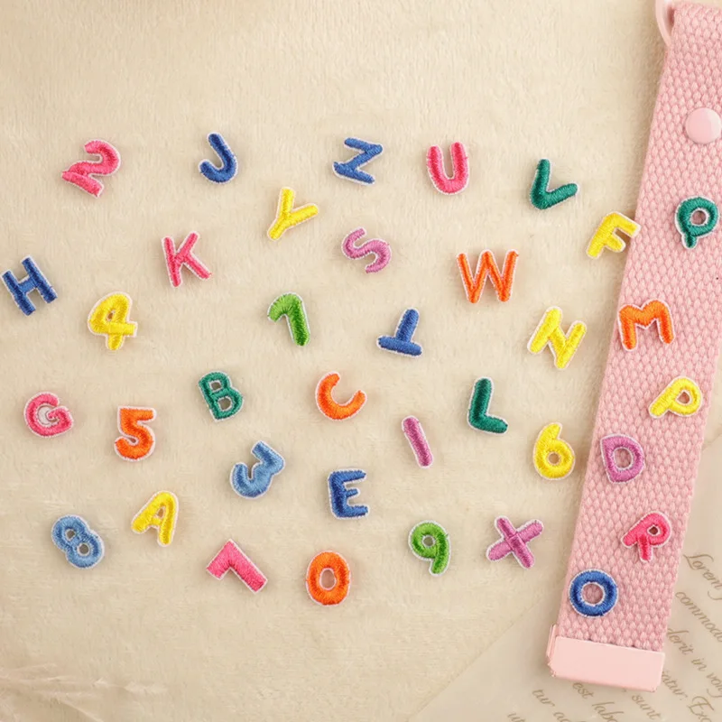 Mini Cartoon Alphabet English Letters Badge AZ Clothes Sticker Tiny Number Patches Fabric Embroidery Applique Iron O
