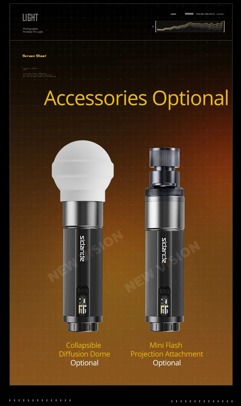 SIDANDE 12W 3500-7000k RGB light Built-in 9000mAh battery Endurance 150 minutes