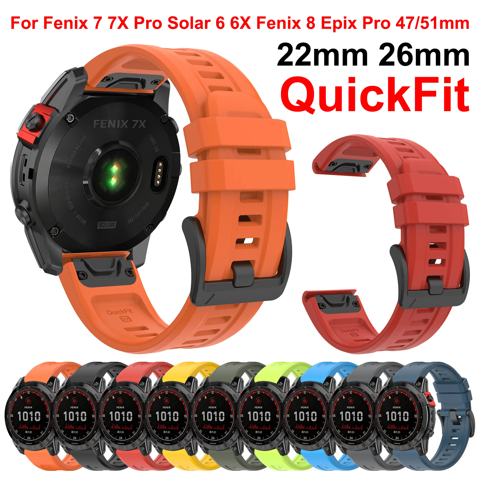 Premium Silicone Watch Strap - 22/26mm, Universal Fit