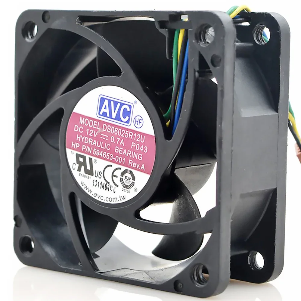 AVC DS06025R12U P103 DC 12V 0.7A 4선 4핀 커넥터 60mm 60x60x25mm 서버 사각형 냉각 팬용