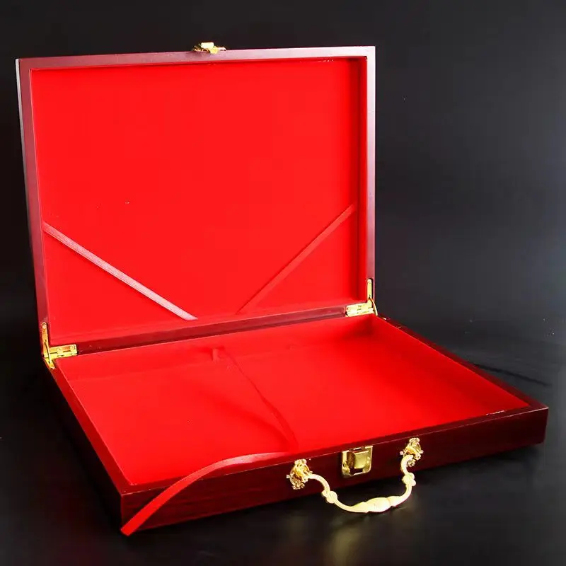 Paint Chip Box Portable Mahjong Wooden Box Flip Top Gambling Gift Briefcase