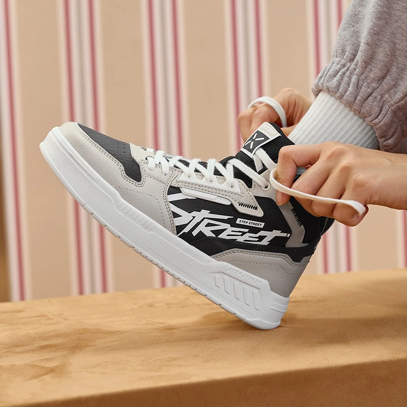 Xtep Innovative Skate Shoes Mid Top Street For Women Winter Wear-Resistant Sports Shoes Comfortable Sneakers 977418310021