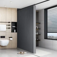 Foldable Shower Curtain Bathroom Partition Waterproof Non-woven Fabric Dry And Wet Separation Shower Curtain Manufacturer 1