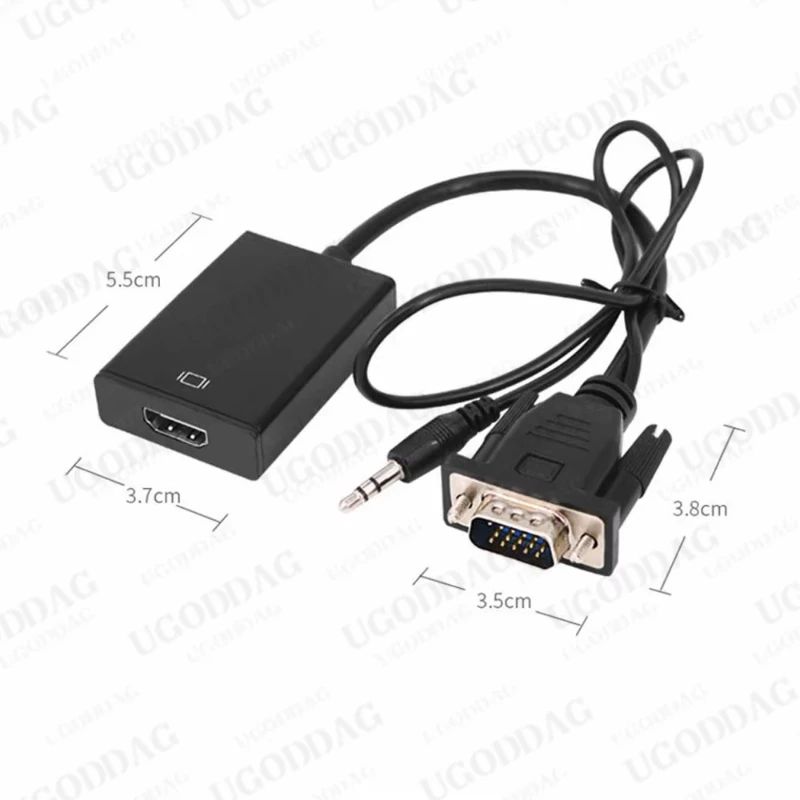 VGA to HDMI-Compatible Adapter For Connecting VGA Interface Laptop to HDTV Male HDTV Female Converter 3.5mm Audio Lead