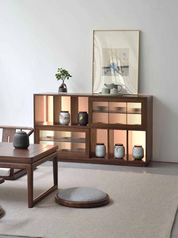 

New Chinese Zen black walnut tea sideboard