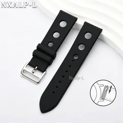Enhanced Sport Silicone Waterproof Watch Band Wristband with Quick Release - 22mm (Black)