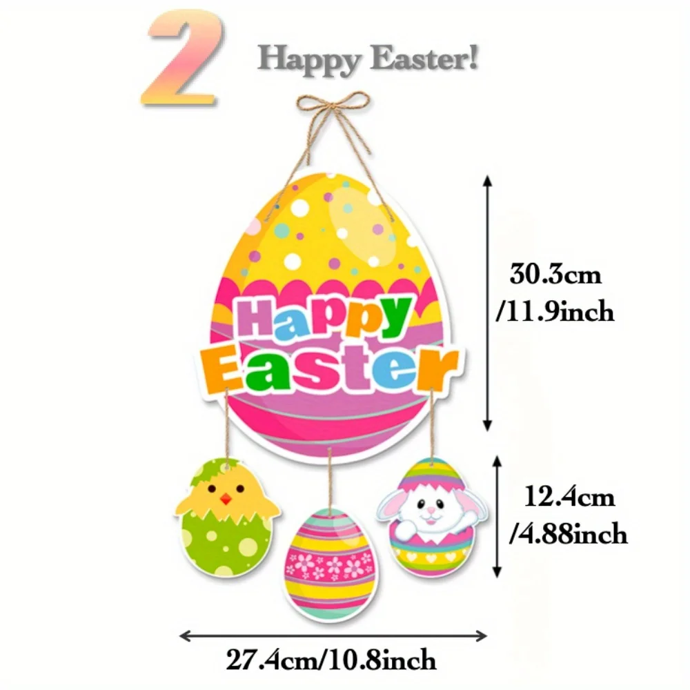 Easter DIY Hanging Ornament with Sting and Dispensing glue, Easter Bunnies, Eggs and Carrot Elements, for Home Office Room Party
