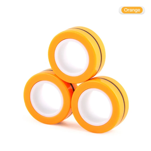 3pcs Magnetic Rings Unzip AntiStress Ring Spinner Magnetic Spinner Magic Ring Tool Bracelet For Children and Adult 3pcs-Orange