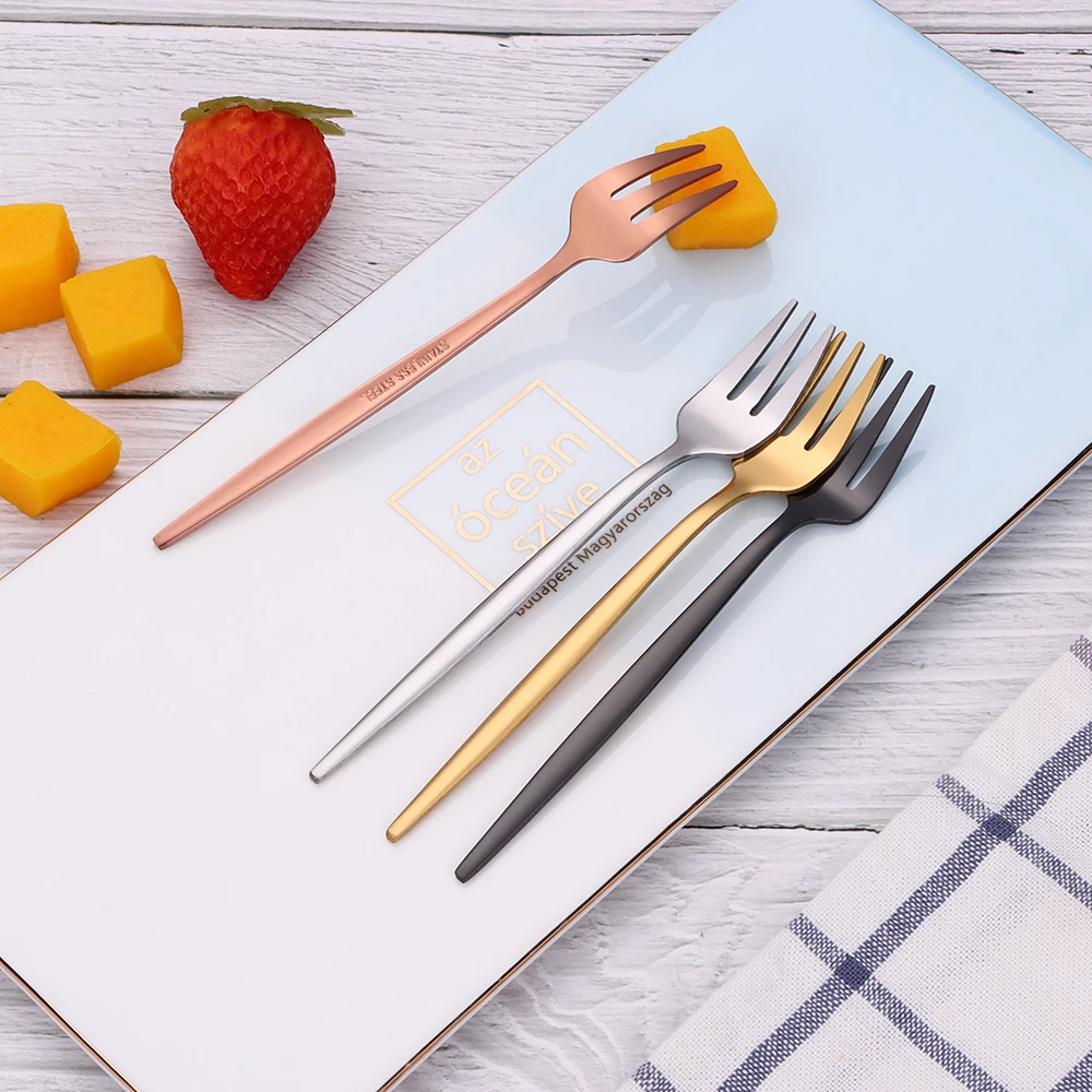 Gold Plated Fork Set 3/6 Pieces Stainless Steel for Coffee Tea Ice Cream Cake Dessert Party