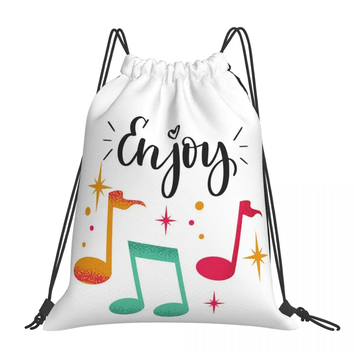 

Enjoy The Music 2023 Backpacks Casual Portable Drawstring Bags Drawstring Bundle Pocket Sports Bag BookBag For Man Woman Student