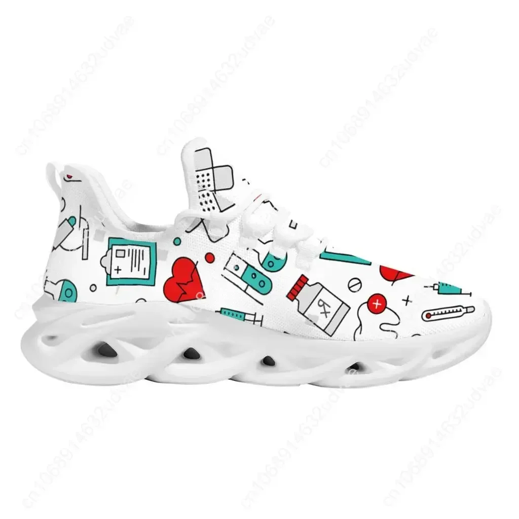 CYWGIFT Cute Doctor Platform Nursing Shoes New Summer Non-slip Breathable Flat Shoes Medical Printed Lace-up Outdoor Sneakers