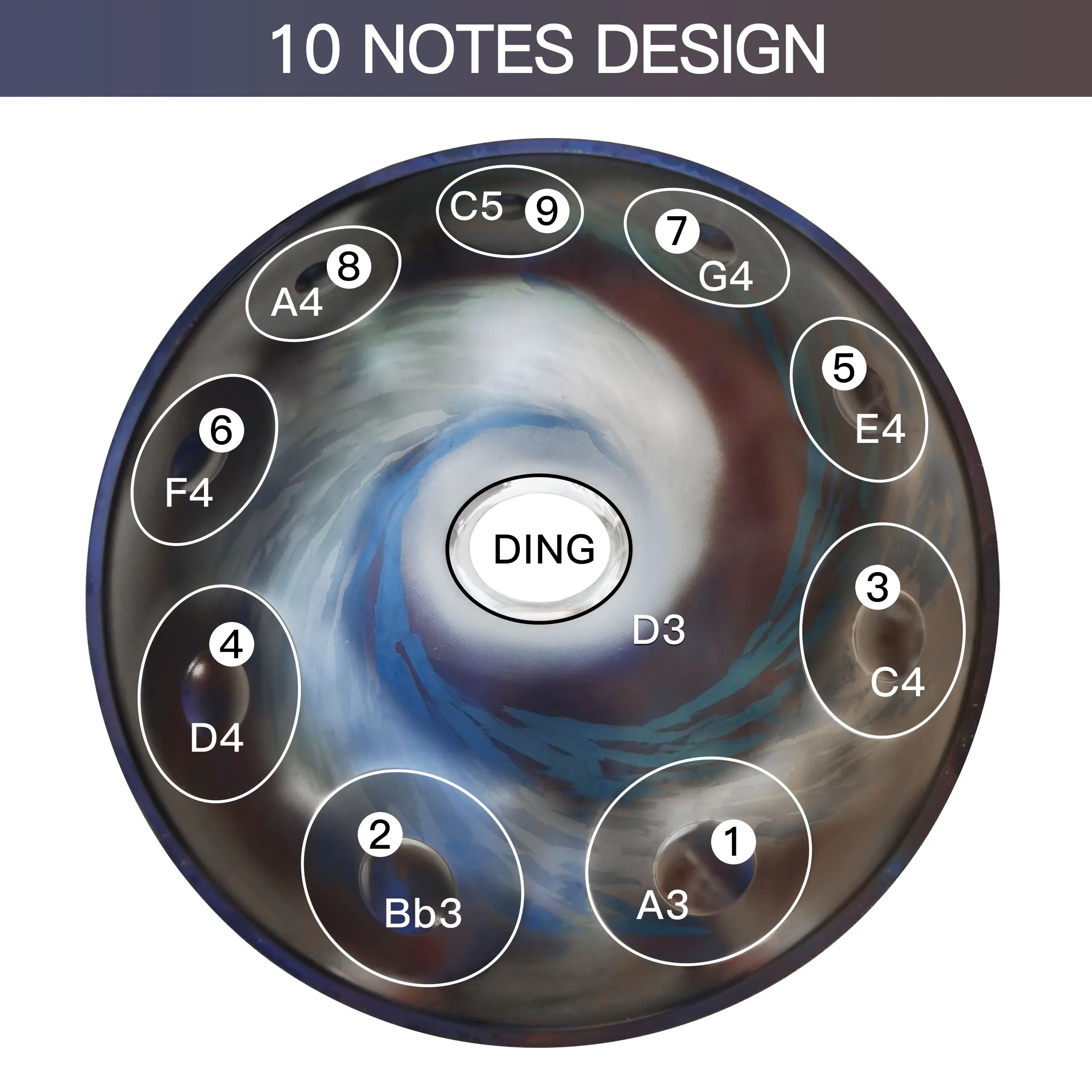 AS TEMAN HANDPAN ，handpan drum instrument in D Minor 10 Notes 22 inches Steel Hand Drum with Soft Hand Pan Bag