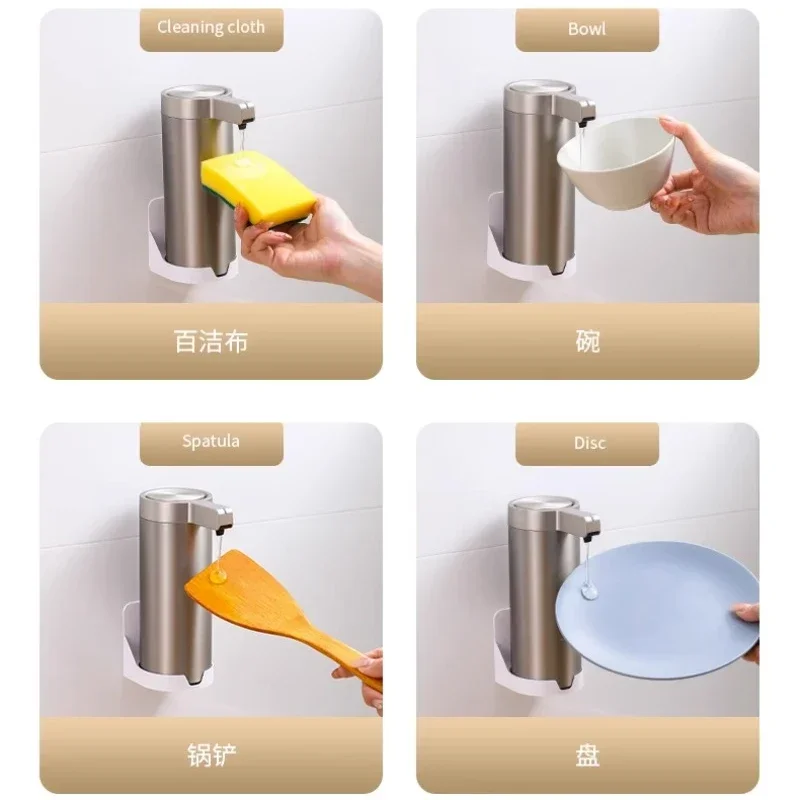 304 Stainless Automatic Liquid Soap Dispensers Steel Kitchen Metal Lotion Bottle Touchless Induction Sensor Bathroom Accessories 5