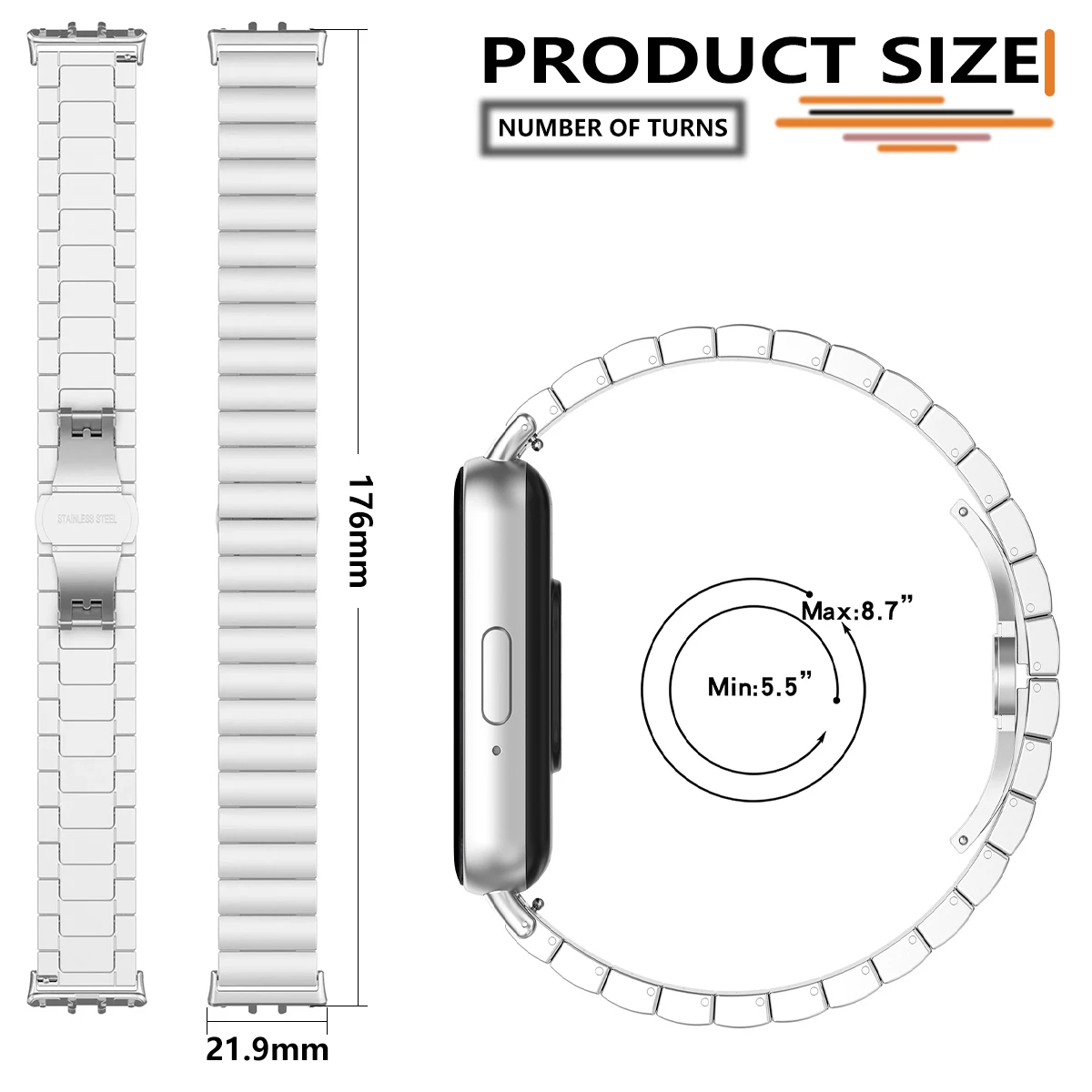 Stainless Steel Metal Strap Replacement Wristband for Smart Bracelet Accessories