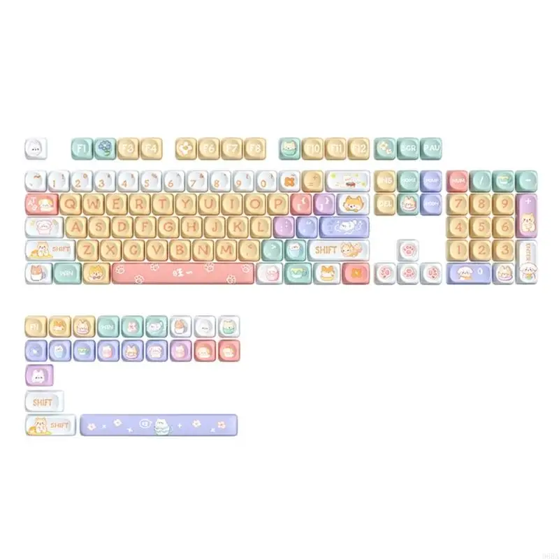 96BA Animal Themeed 126 Tastecaps Set PBT Farbstoff-Sensen-Publimationstaste für 61 63 64 68 82 84 87 96 98 100 104 108 Tastatur – Detail 1