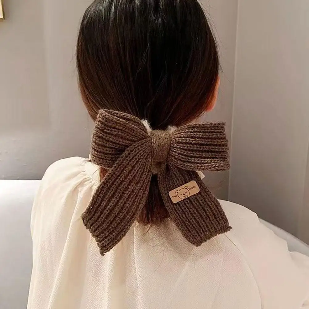 Plush Bow Rubber Band Lamb Wool Bowel Hair Rings Knitted Cute Accessories Tie Plush Headwear Wool Scrunchies Ponytail Hair Y3n1