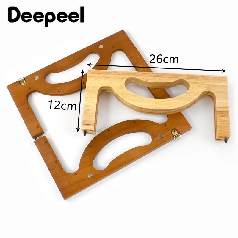 Deepeel 26*12cm Wood Square Bag Handle Purse Frame Kiss Clasp for Women Handbag DIY Sewing Brackets Making Bags Accessories