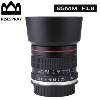 RISESPRAY 풀 프레임 인물 카메라 렌즈 수동 초점, 캐논 EOS 800D 600D 550D 90D 80D 77D 70D 50D 6D 5D F 니콘용, 85mm F1.8