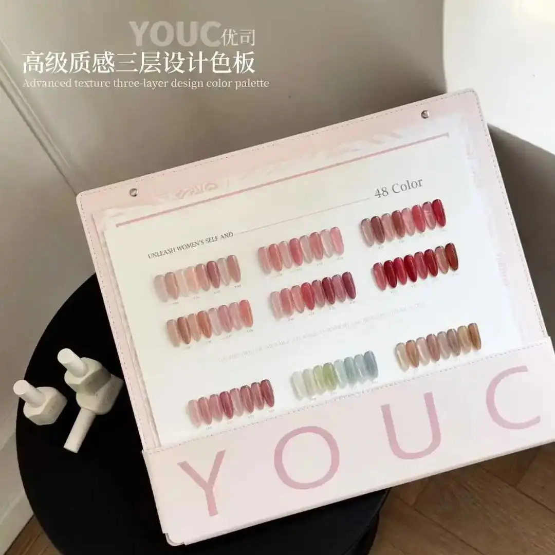 레맥코 48색 반투명 핑크 컬러 젤 네일 폴리쉬 세트 바니쉬 라커 젤리 클리어 ..