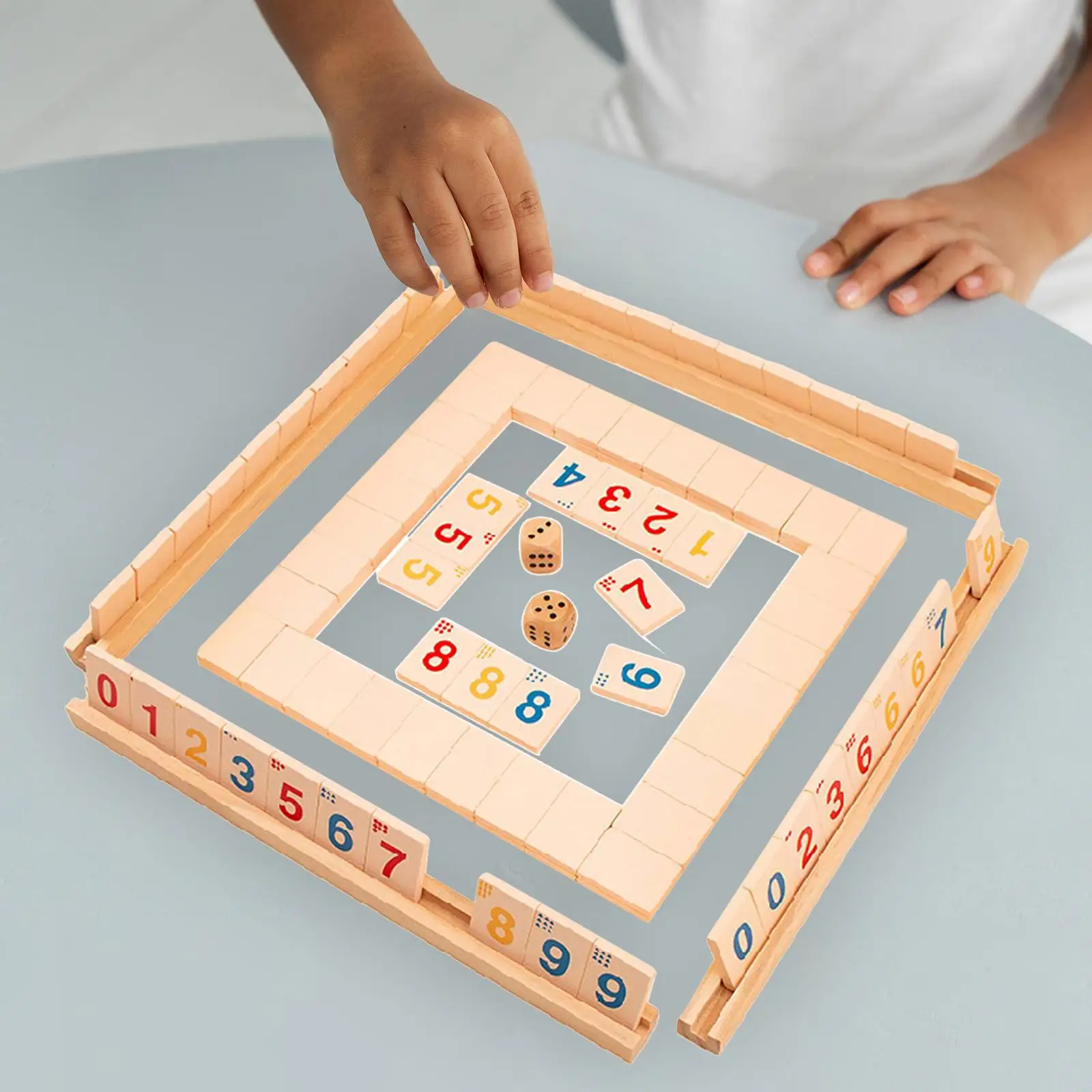 Wooden Fast Moving Tile Family Party Game, Party Game,2-4 People Mahjong Digital Game 3