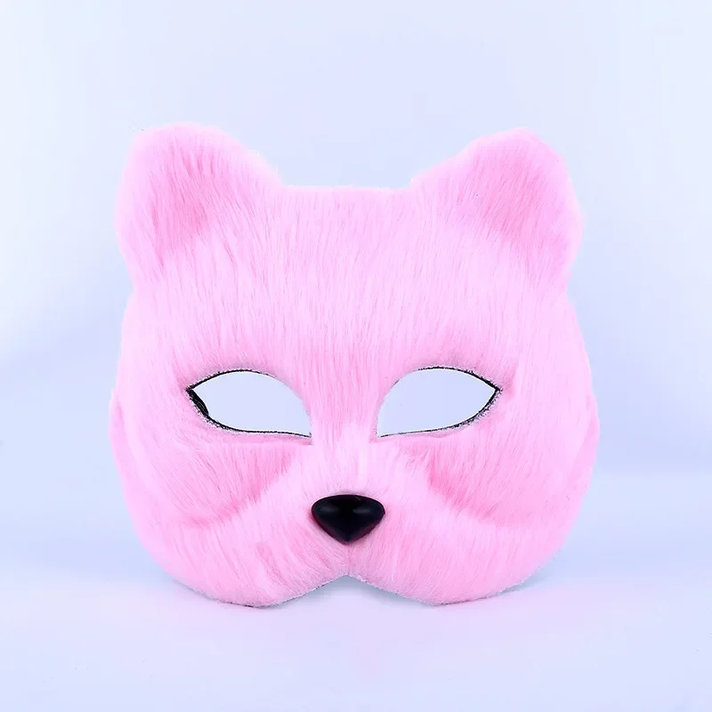 Half face mask fox shape imitation cat hair Christmas carnival party cosplay Halloween costume props male female toy