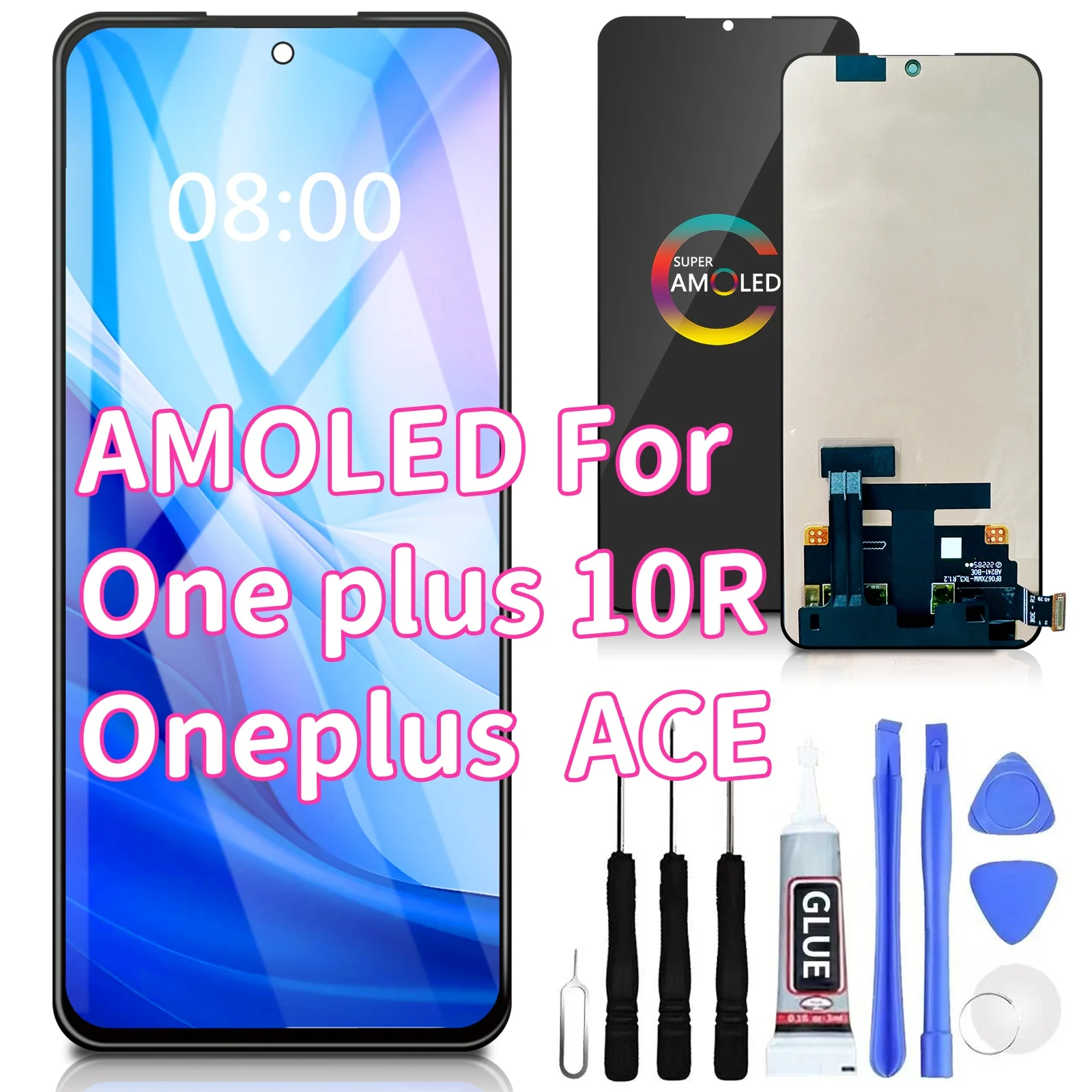 

6,7 "OEM AMOLED для Oneplus ACE PGKM10 LCD дисплей кодирующий преобразователь сенсорного экрана в сборе для One Plus 10R CPH2411 pantalla