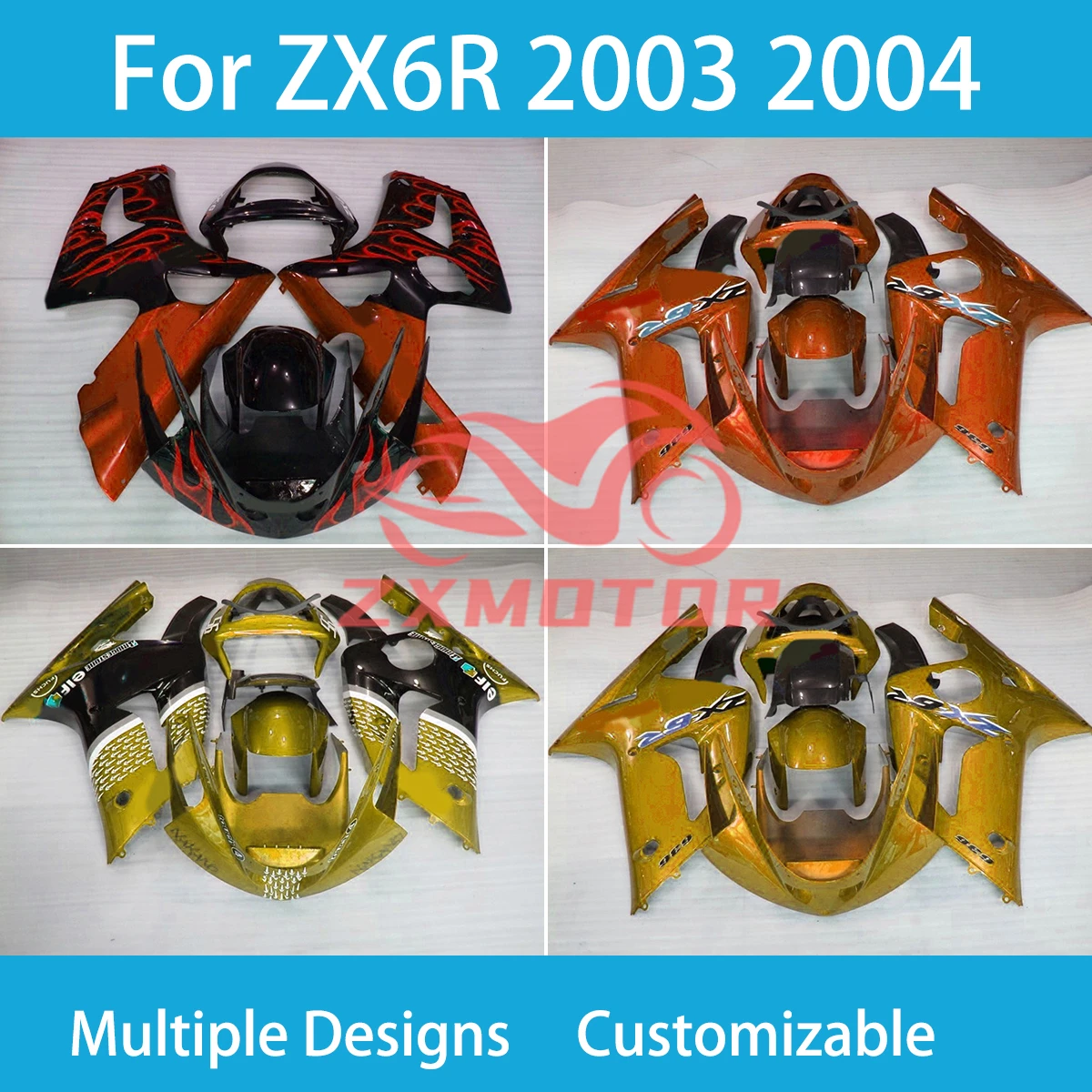 

Body Parts Fairing Kit for Kawasaki Ninja 636 ZX6R 03 04 Good Quality ABS Injection Bodywork Fairings ZX 6R 2003 2004