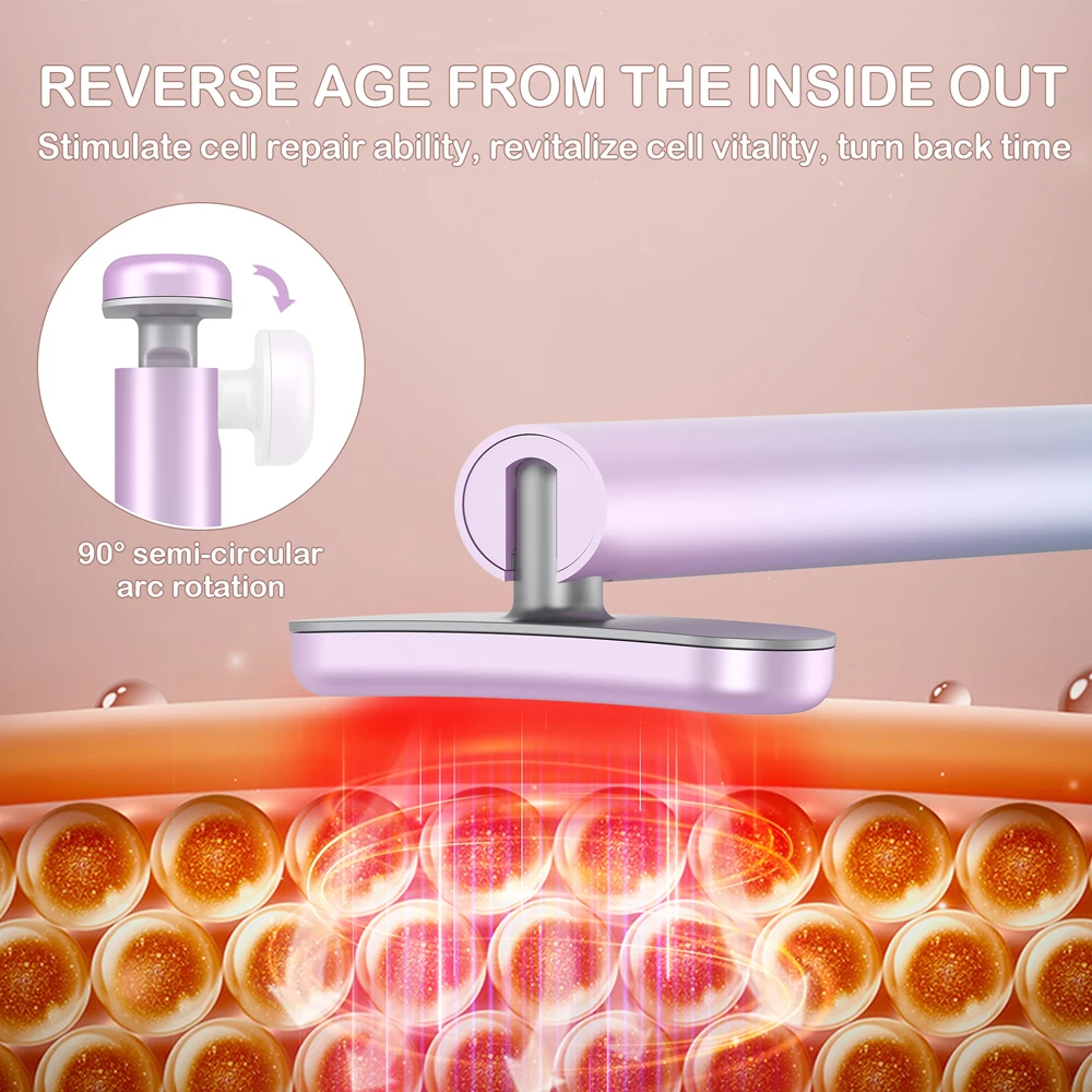 Red Light Therapy Facial Skincare Tool 4 in 1 EMS Microcurrent Face Massage Face Neck Skin Tightening Beauty Wand Anti-Aging