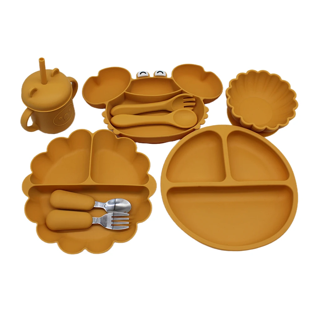 Pumpkin Dinner PlateLearning CupLarge Compartment PlateBaby Suction Cup Autonomous EatingTraining BowlChildren's Supplementary T 2