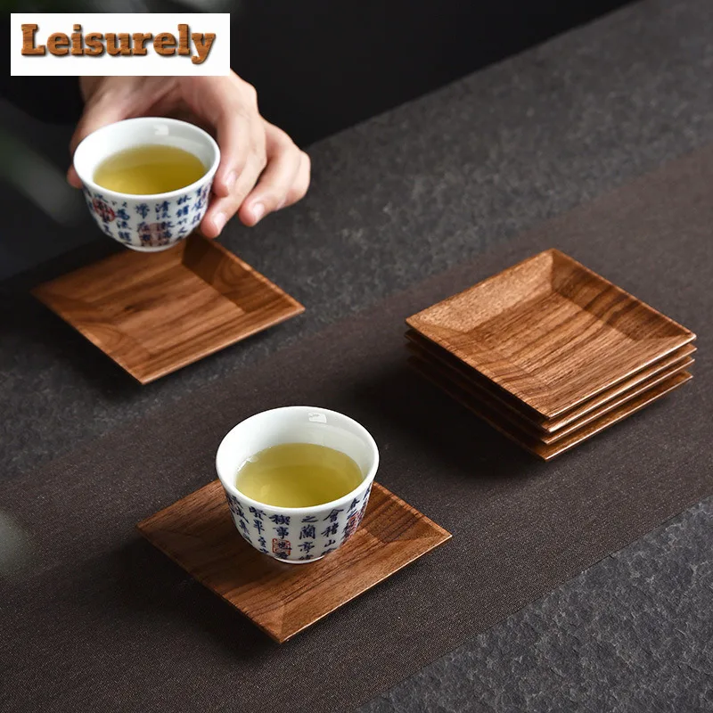 1/6pc Handamde Walnut Wood Coasters Creative For Coffee Cups Household Anti-scald Placemats Tieguanyin Chinese Teaset Decoration