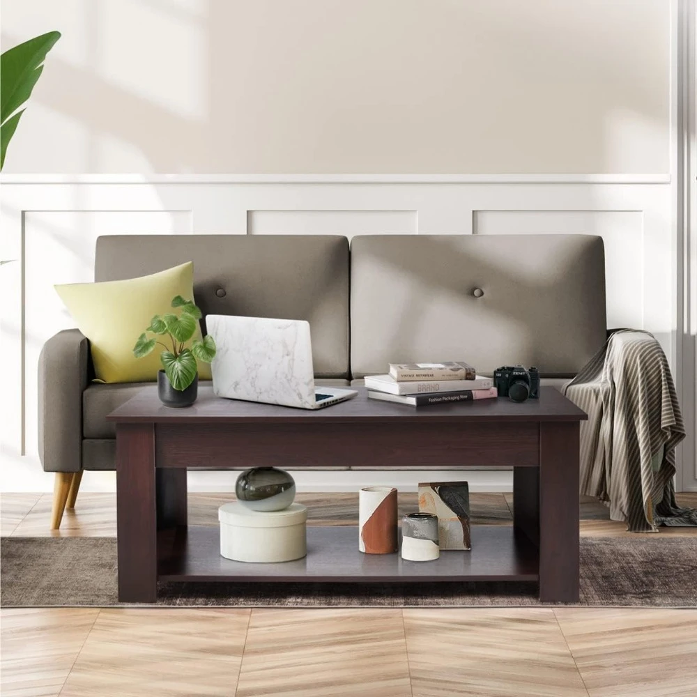 Lift Top Coffee Table w/Storage, Storage Coffee Table w/Lift Top for Living Room, Rising Tabletop Coffee Table w/Hidden 2
