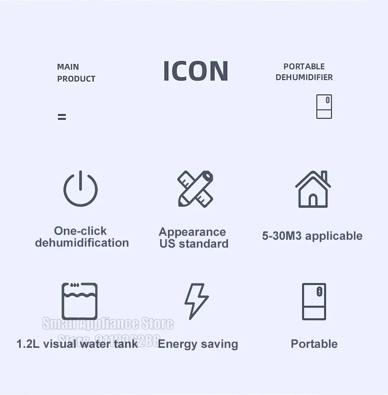 Xiaomi ODI-CSJ01 Portable Dehumidifier 1.2L Water Tank