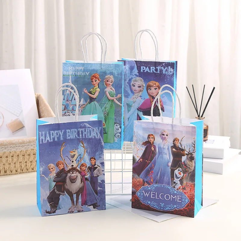 

6pcs/lot Disney Frozen Princess Girls Birthday Party Decoration Candy Gift Bag Paper Cartoon Aisha Anna candy gift bag Supplies