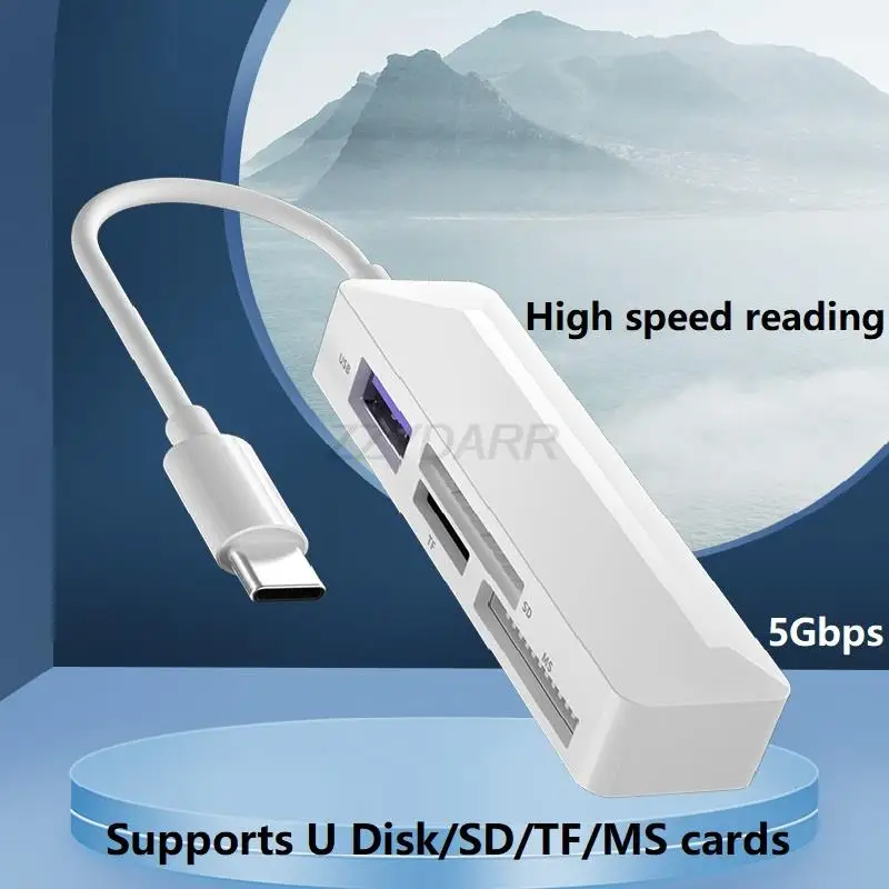 Memory Card Reader Type C OTG Adapter 4 in 1 USB Type C MS Card Reader USB C MS Pro Duo Memory Card Reader OTG Adapter for MS/MS Pro/MS Duo/SD/TF/U Disk/Mouse/Laptops