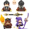Genshin Impact Games Anime Figures Cartoon Building Blocks Weapons 4CM Height Four Side Printing MOC Adults Children Gifts Toys 1
