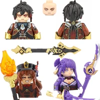 Genshin Impact Games Anime Figures Cartoon Building Blocks Weapons 4CM Height Four Side Printing MOC Adults Children Gifts Toys 1