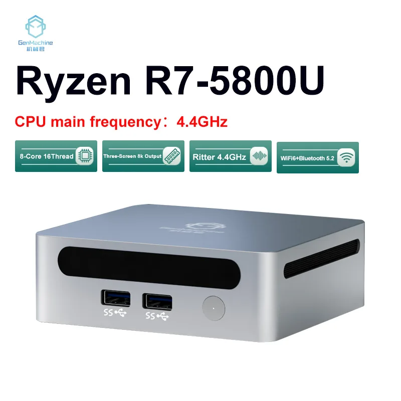 GenMachine AMD Ryzen 7 5800U Windows 11 Ryzen MINI PC DDR4 16/32GB