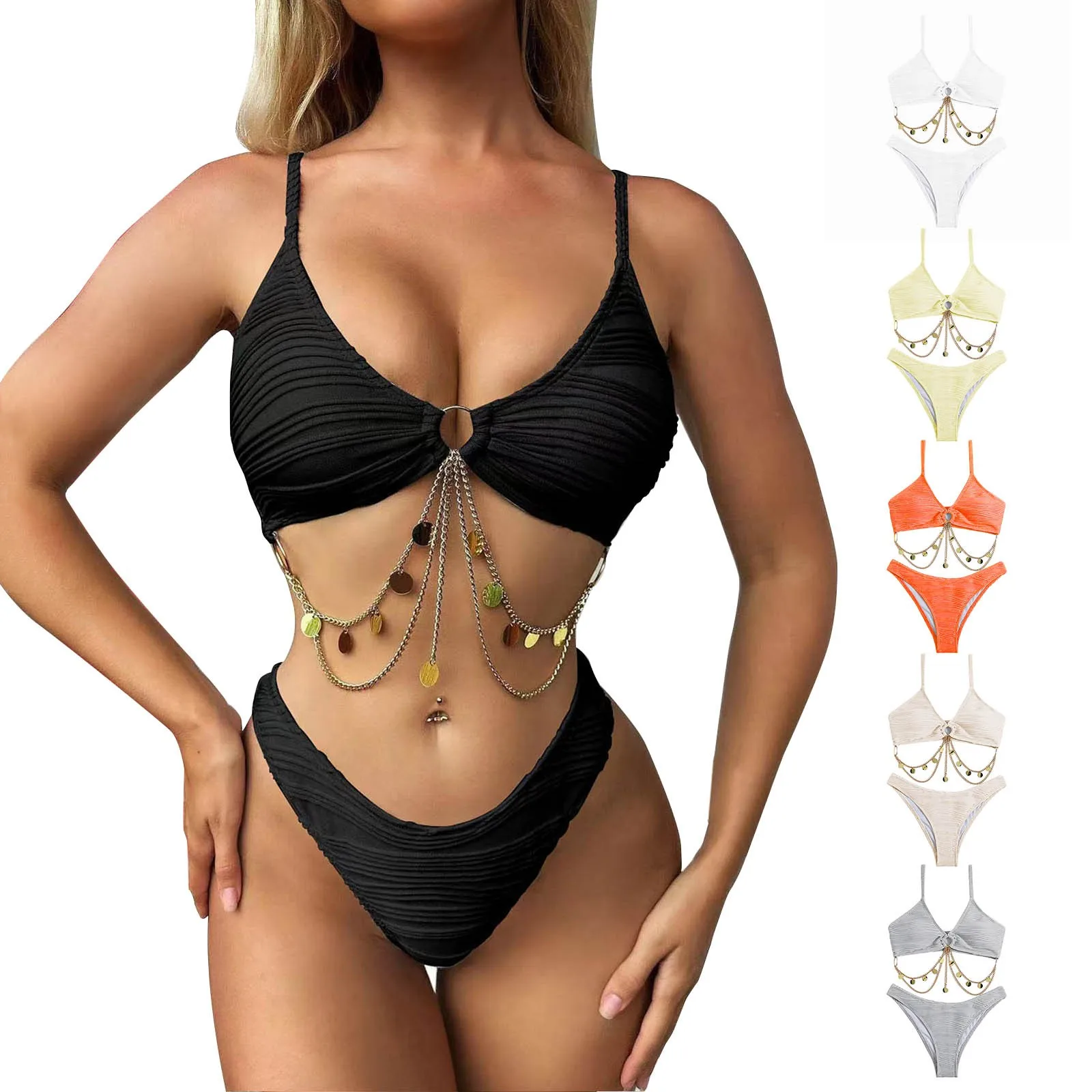 

Женский купальник из вощеной ткани, с завышенной талией и полосками