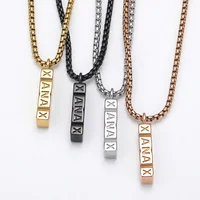 Fashion XANAX Engraved Lettering Personalized Square Strips Men's and Women's Stainless Steel Pendant Necklace Women Men's Gifts 1
