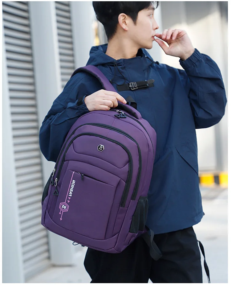 Rucksack mit großem Fassungsvermögen für Herren, geeignet für Mittelschule, Oberschule, College, kurze Reisen, verdickte doppelte Umhängetaschen – Detail 20