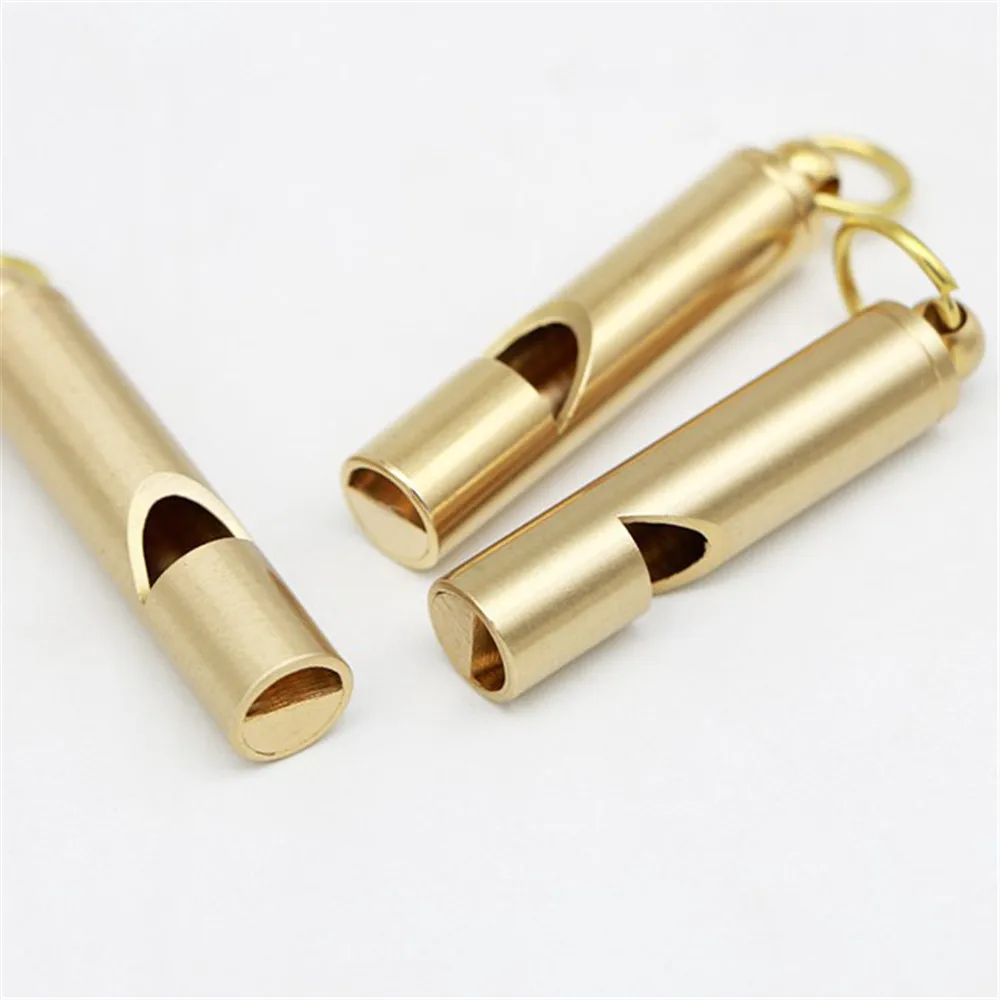 Survival whistle 1PCS brass outdoor survival whistle equipment army fan supplies retro referee brass whistle pure EDC