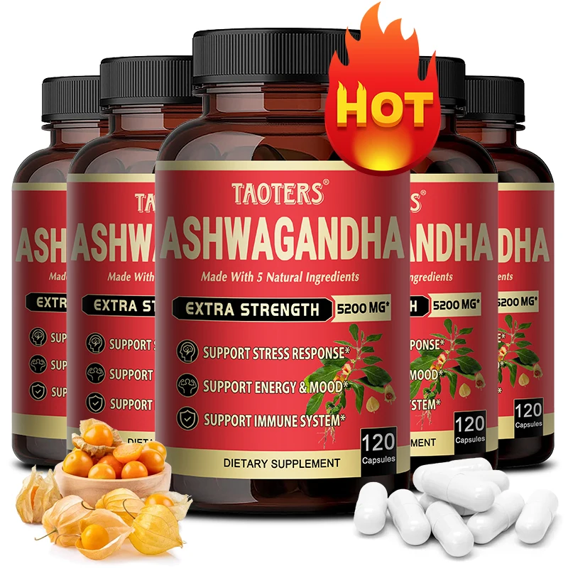 

5-in-1 Ashwagandha Capsules with Turmeric, Rhodiola Rosea, Ginger Root, Black Pepper - Strength, Mental and Immune Support