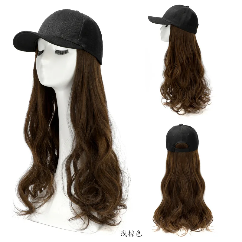 blank baseball caps Meetlife Baseball Cap With Long Extension Wig Synthetic Hair Natural Big Wave Hair Travel Beach Baseball Hat Adjustable leather baseball cap