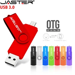 JASTER TYPE-C USB 3.0 Flash Drives 128GB OTG 2in1 Memory Stick 64GB Free Logo Pen Drive 32GB Business Gift Metal USB Stick 16GB