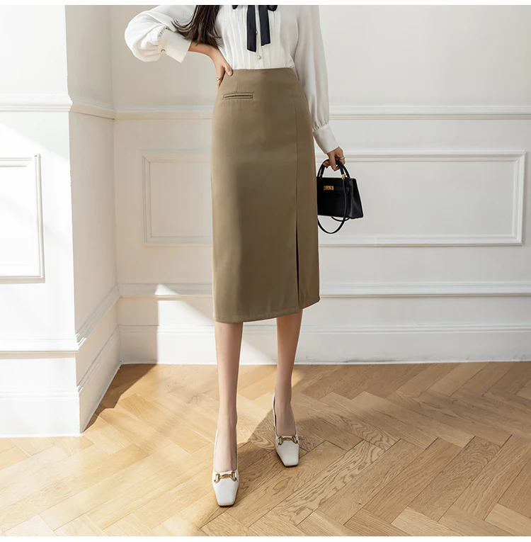 Faldas Mujer Moda 2022 Skirts Womens Office Ladies Black Pencil Skirt High Waist Women Skirt Sexy Side Split Summer Skirt jean skirt