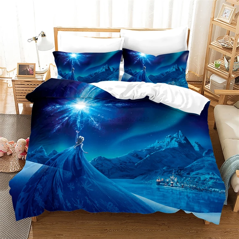 3d Disney Cartoon Duvet Cover Set Pillowcase Anna Elsa Frozen Bedding Set for Bed Linen Family Kids Quilt Cover Set Home Textile