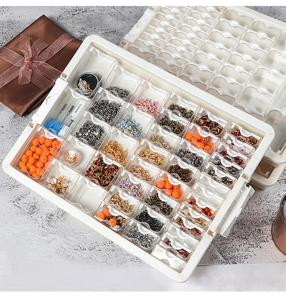 

42/50/78 Grids Drill Containers For Diamond Painting Tools Accessories Plaid Jewelry Diamond Mosaic Transparent Bead Storage Box